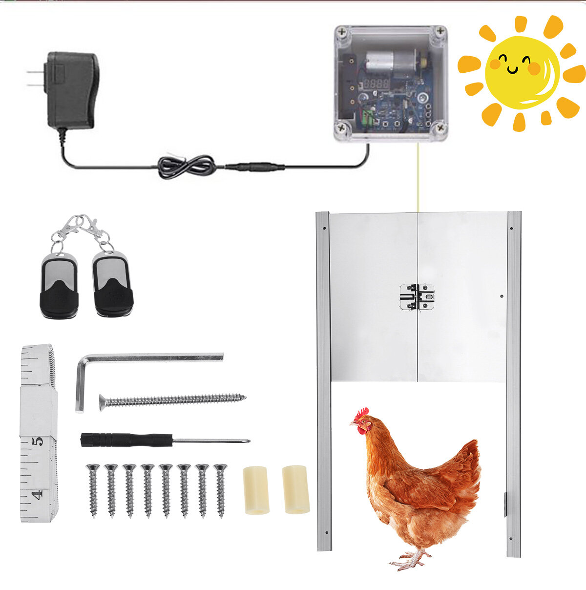 Image of Automatic Chicken Door Opener Kits W/Time Sensor Induction 12'' Wide Automatic Goose with Sunlight Sensor to Prevent Chi