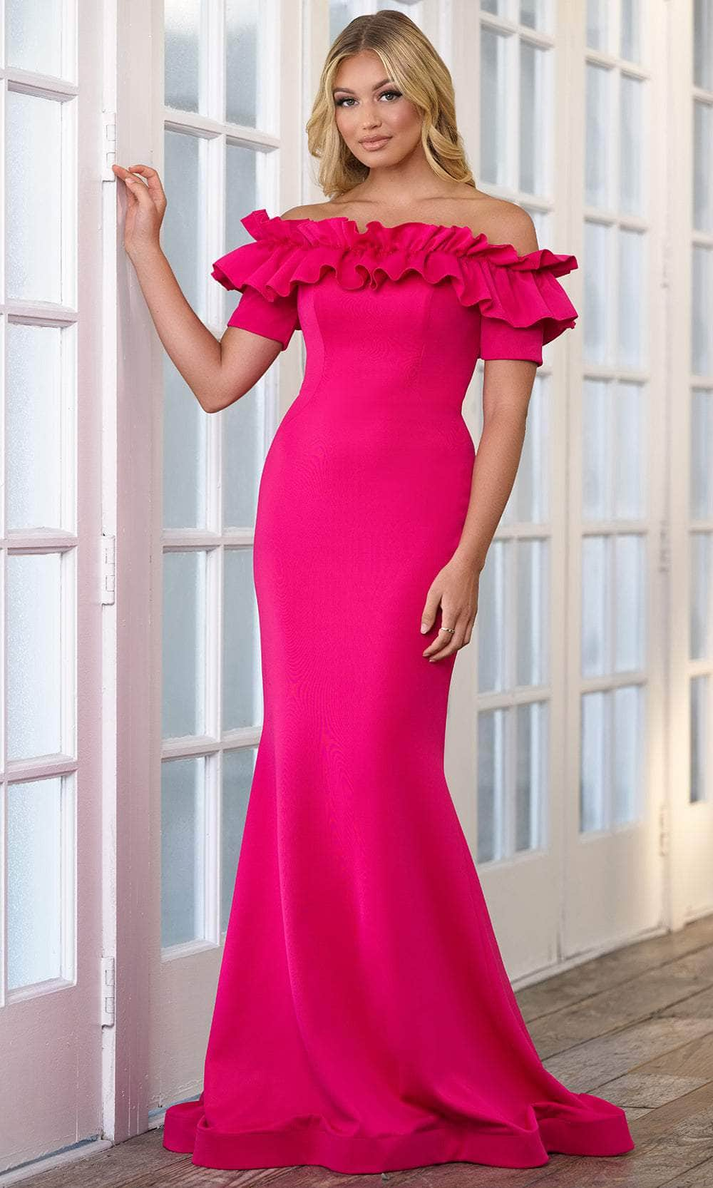 Image of Ava Presley 39305 - Ruffled Off Shoulder Prom Gown