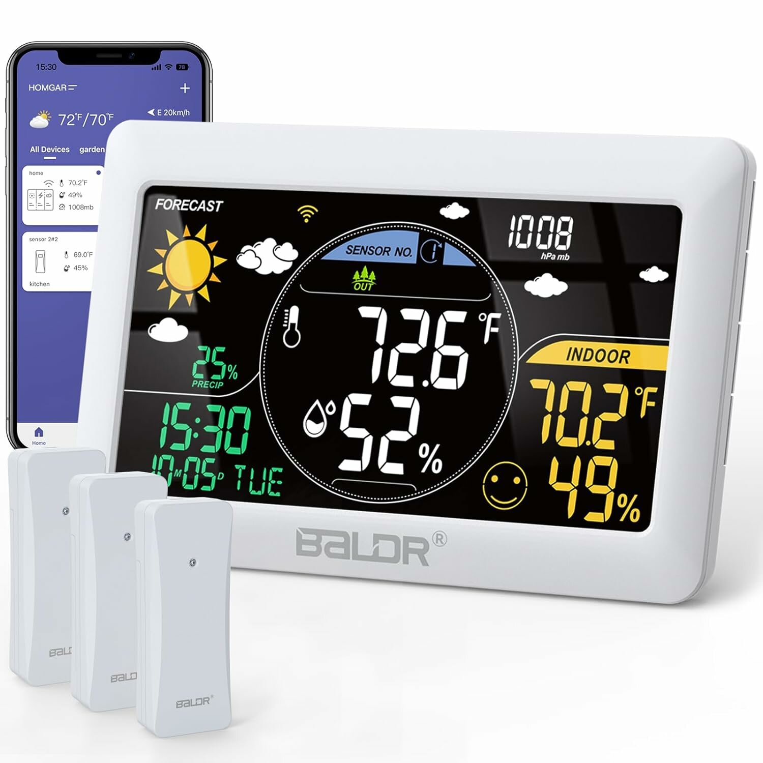 Image of BALDR Wifi Weather Station Alarm Clock Wireless Indoor Outdoor Thermometer Forecast Station App Remote Control