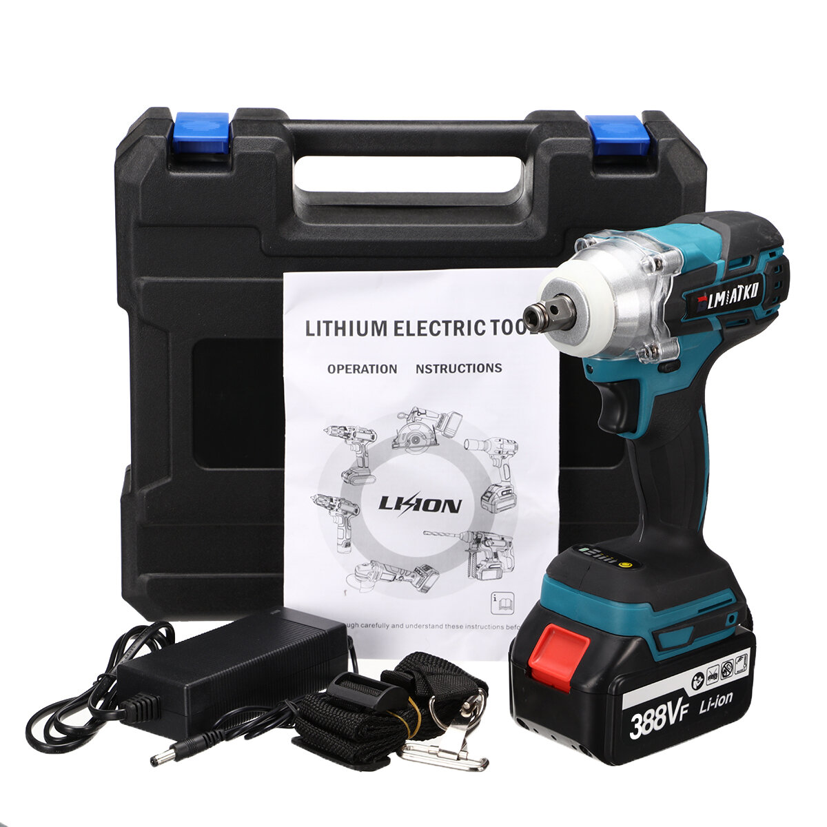 Image of BLMIATKO 388VF 2 In 1 Brushless Impact Wrench 4 Speed Cordless Electric Screwdriver W/ Battery & Plastic Tool box