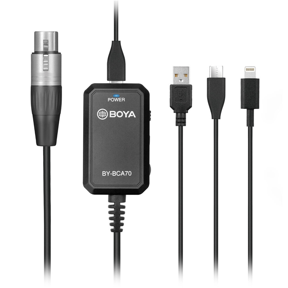 Image of BOYA BY-BCA70 XLR Audio Adapter Mic to Type-c USB-A for Lightning XLR Microphones to PC Mobile Devices for iOS Andorid S