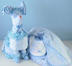Image of Baby Boy Surprise Puppy Diaper Cake