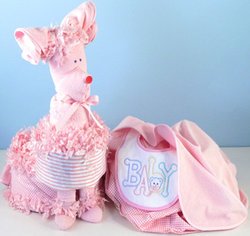 Image of Baby Girl Surprise Puppy Diaper Cake