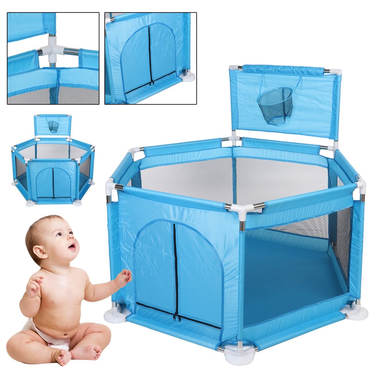 Image of Baby Portable Children's Playpen Folding Child Fence Child Safety Barrier Ball Pool Kids Bed Fence Playpen Dry Pool for