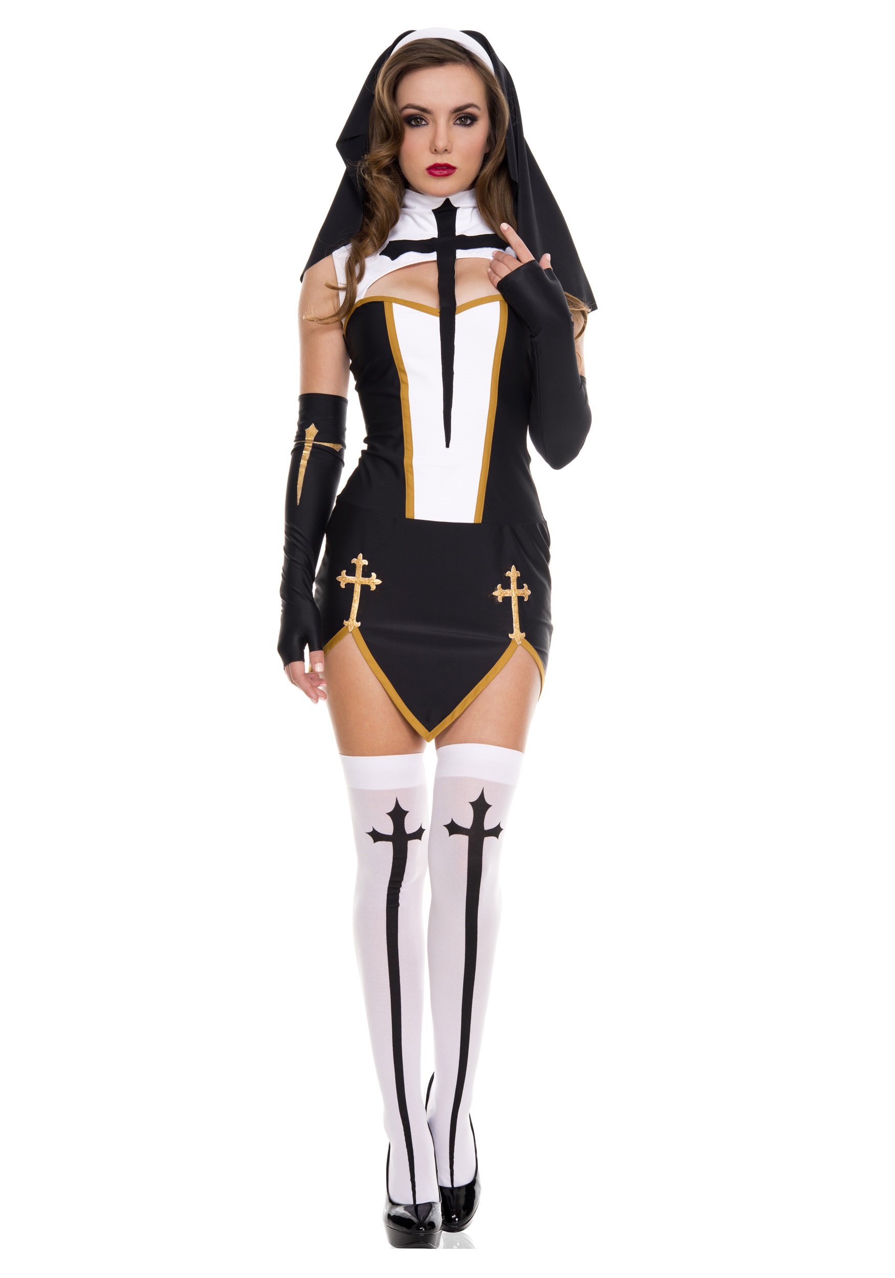 Image of Bad Habit Nun Women's Costume | Sexy Nun Costumes ID MS70259-M/L