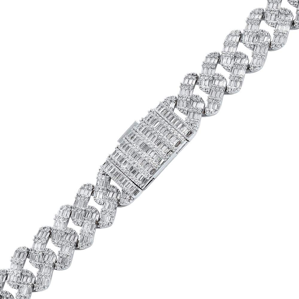 Image of Baguette Thick Cuban Moissanite Bracelet Iced Out 925 Sterling Silver ID 41588519108801