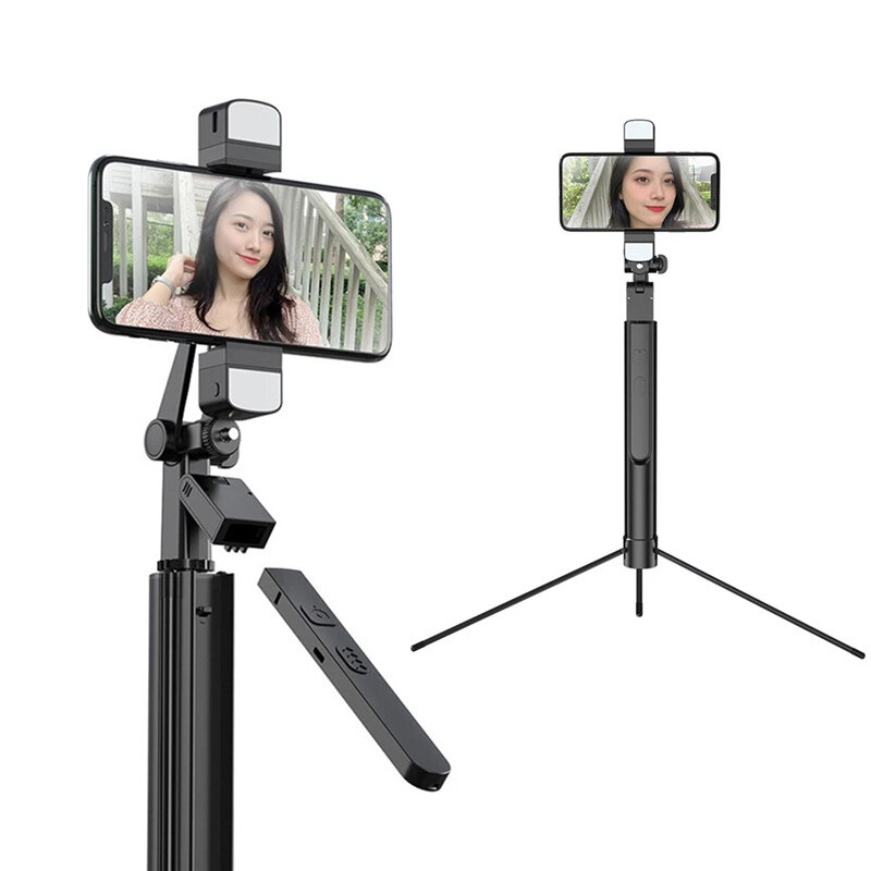 Image of Bakeey K30 Foldable Dual Fill Light Handheld Stabilizer bluetooth Selfie Stick Tripod With Shutter Remote