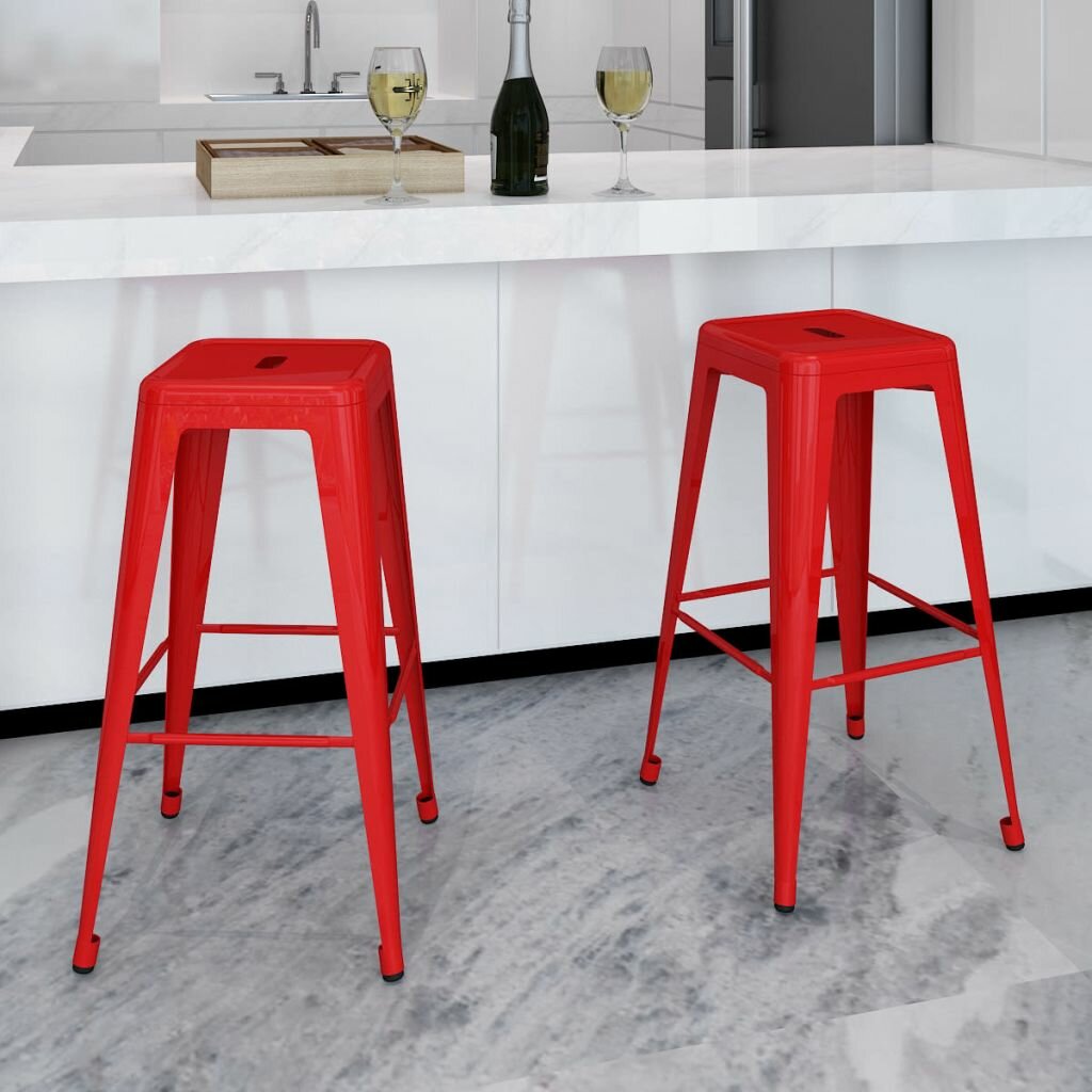 Image of Bar Stools 2 pcs Red Steel