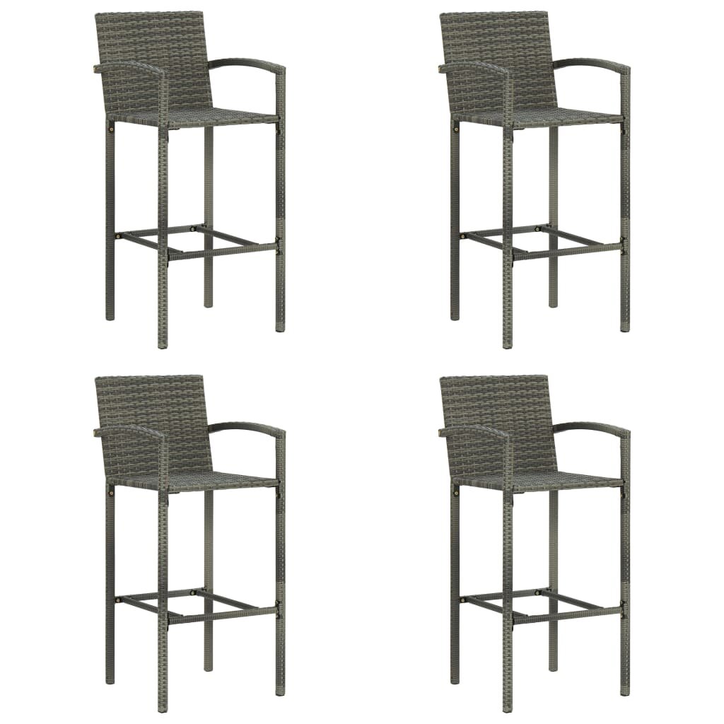 Image of Bar Stools 4 pcs Gray Poly Rattan