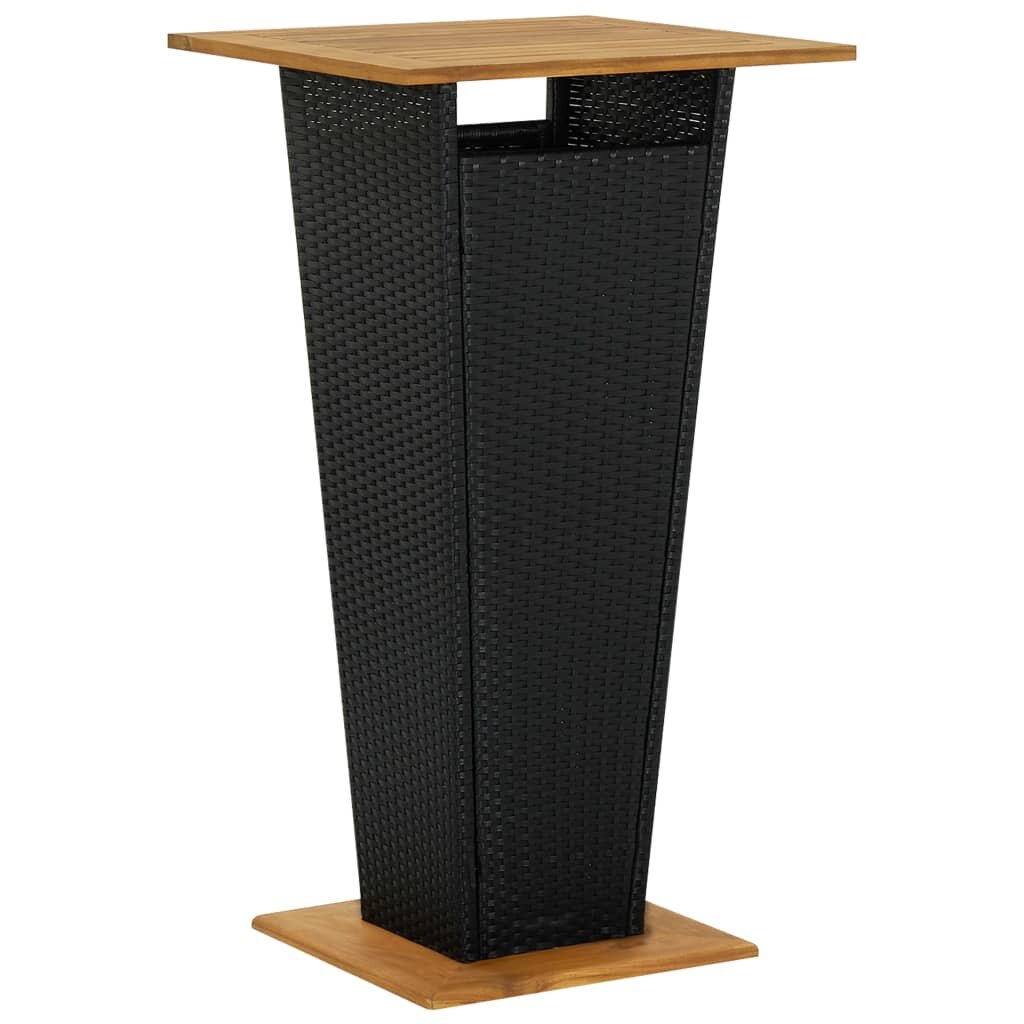 Image of Bar Table Black 236"x236"x433" Poly Rattan and Solid Acacia Wood