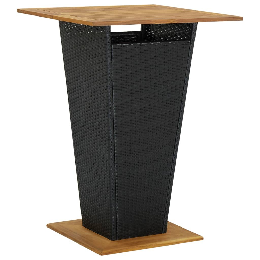 Image of Bar Table Black 315"x315"x433" Poly Rattan and Solid Acacia Wood
