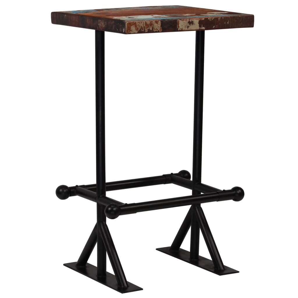 Image of Bar Table Solid Reclaimed Wood Multicolour 236"x236"x421"