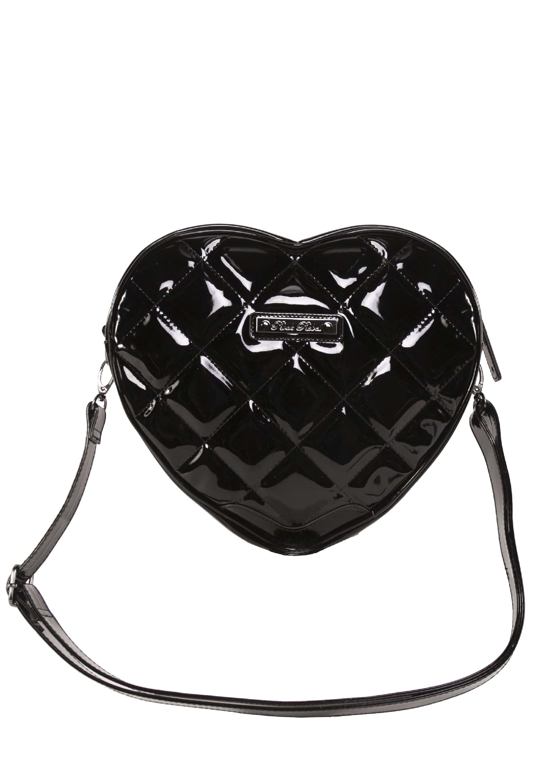 Image of Bat Studded Quilted Faux Patent Heart Purse ID RRRRHB83MINA-ST