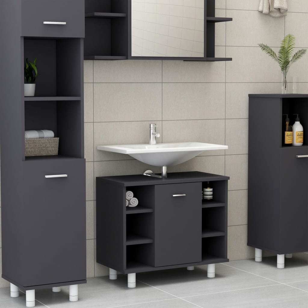 Image of Bathroom Cabinet Gray 236"x126"x211" Chipboard