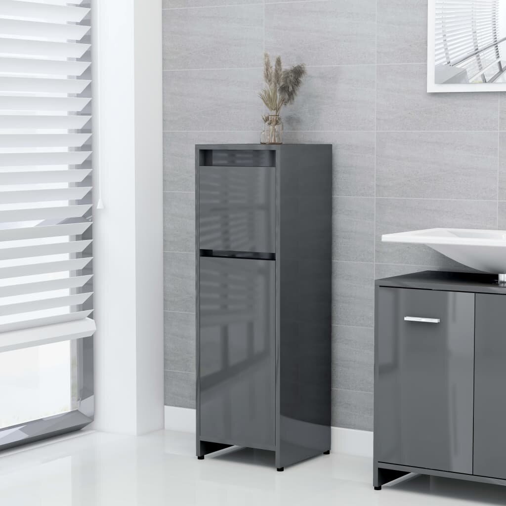 Image of Bathroom Cabinet High Gloss Gray 118"x118"x374" Chipboard