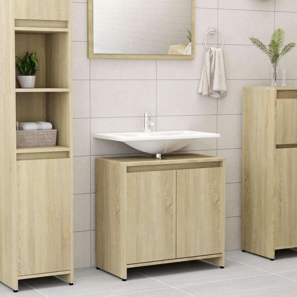 Image of Bathroom Cabinet Sonoma Oak 236"x13"x228" Chipboard