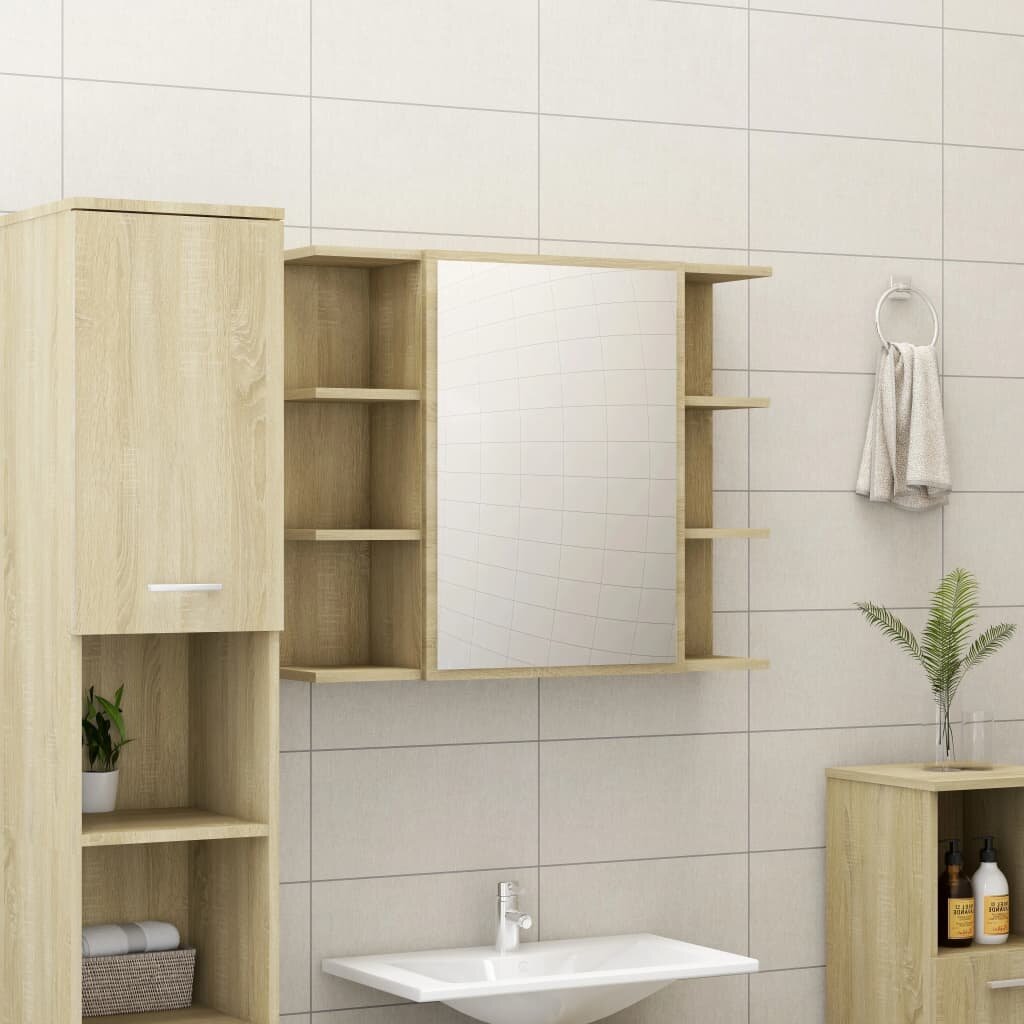 Image of Bathroom Mirror Cabinet Sonoma Oak 315"x81"x252" Chipboard