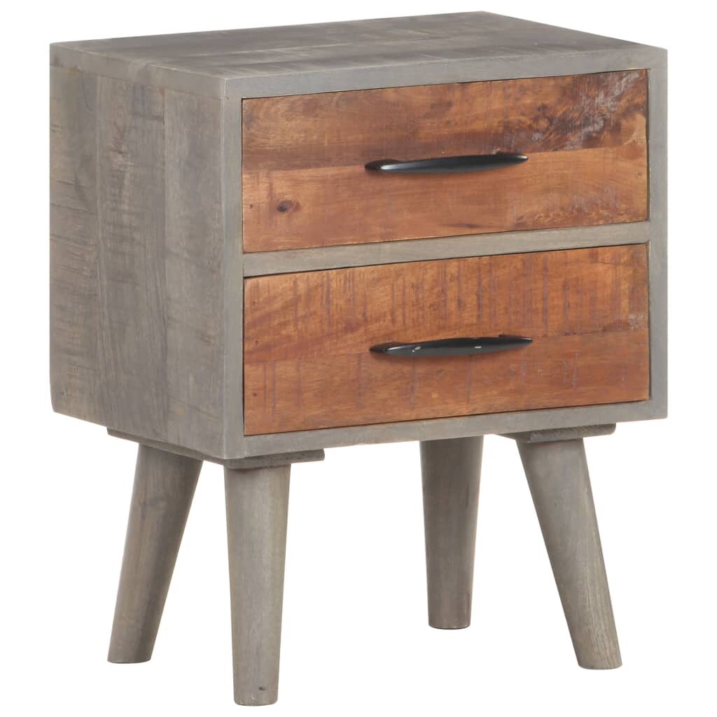 Image of Bedside Cabinet Gray 157"x118"x197" Solid Rough Mango Wood
