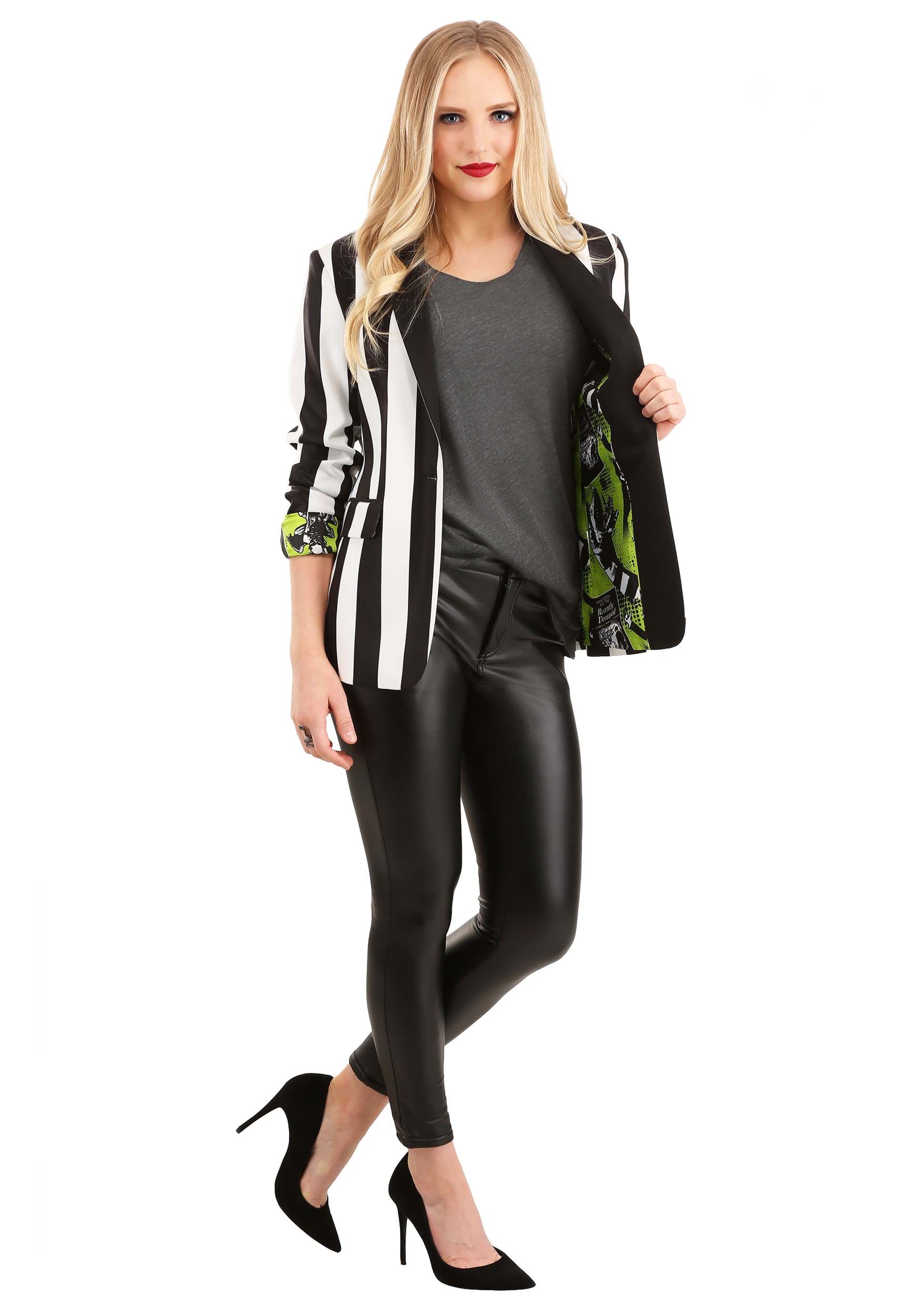 Image of Beetlejuice Suit Blazer for Women | Halloween Clothing ID FUN9177AD-22