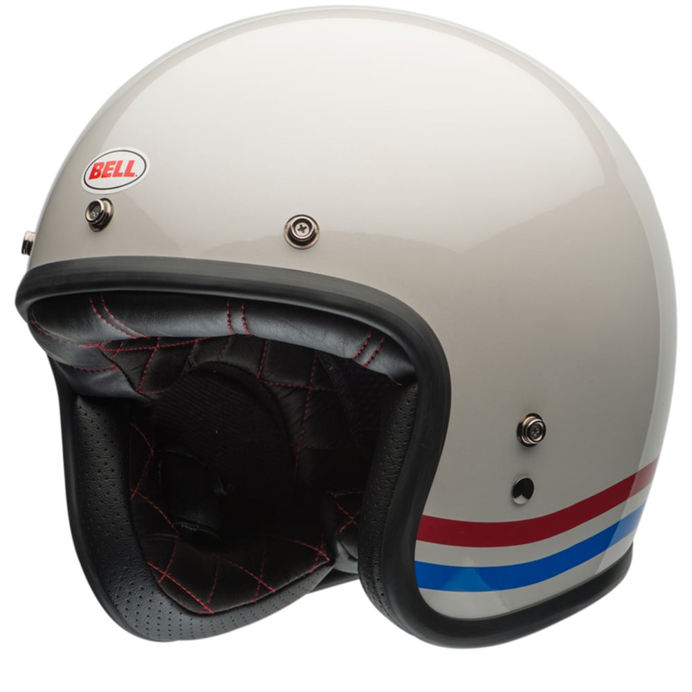 Image of Bell Custom 500 Stripes Pearl White Jet Helmet Größe L