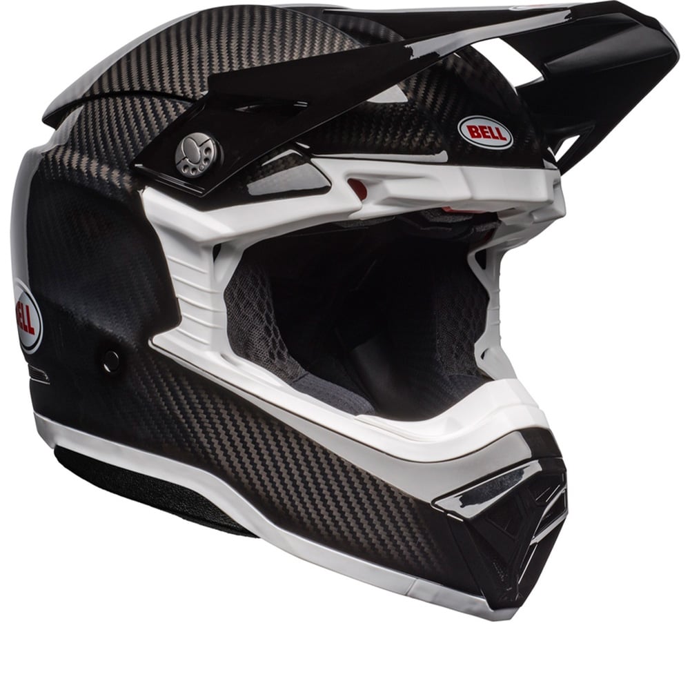Image of Bell Moto-10 Spherical Solid Gloss Black White Offroad Helmet Size 2XL EN