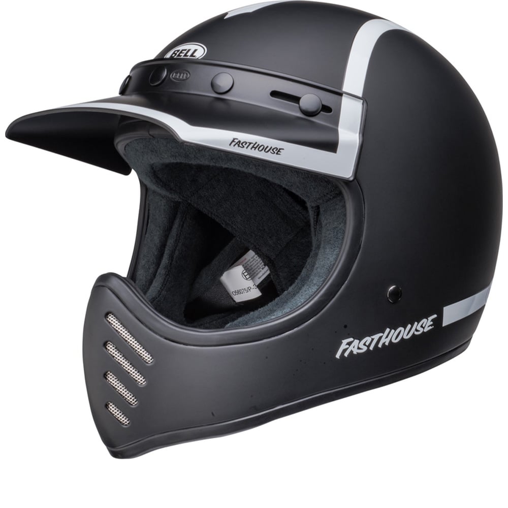 Image of Bell Moto-3 Fasthouse Old Road Black White Full Face Helmet Size M EN