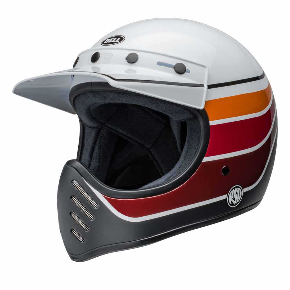 Image of Bell Moto-3 RSD Saddleback Satin Gloss White Black Full Face Helmet Size M ID 196178185356