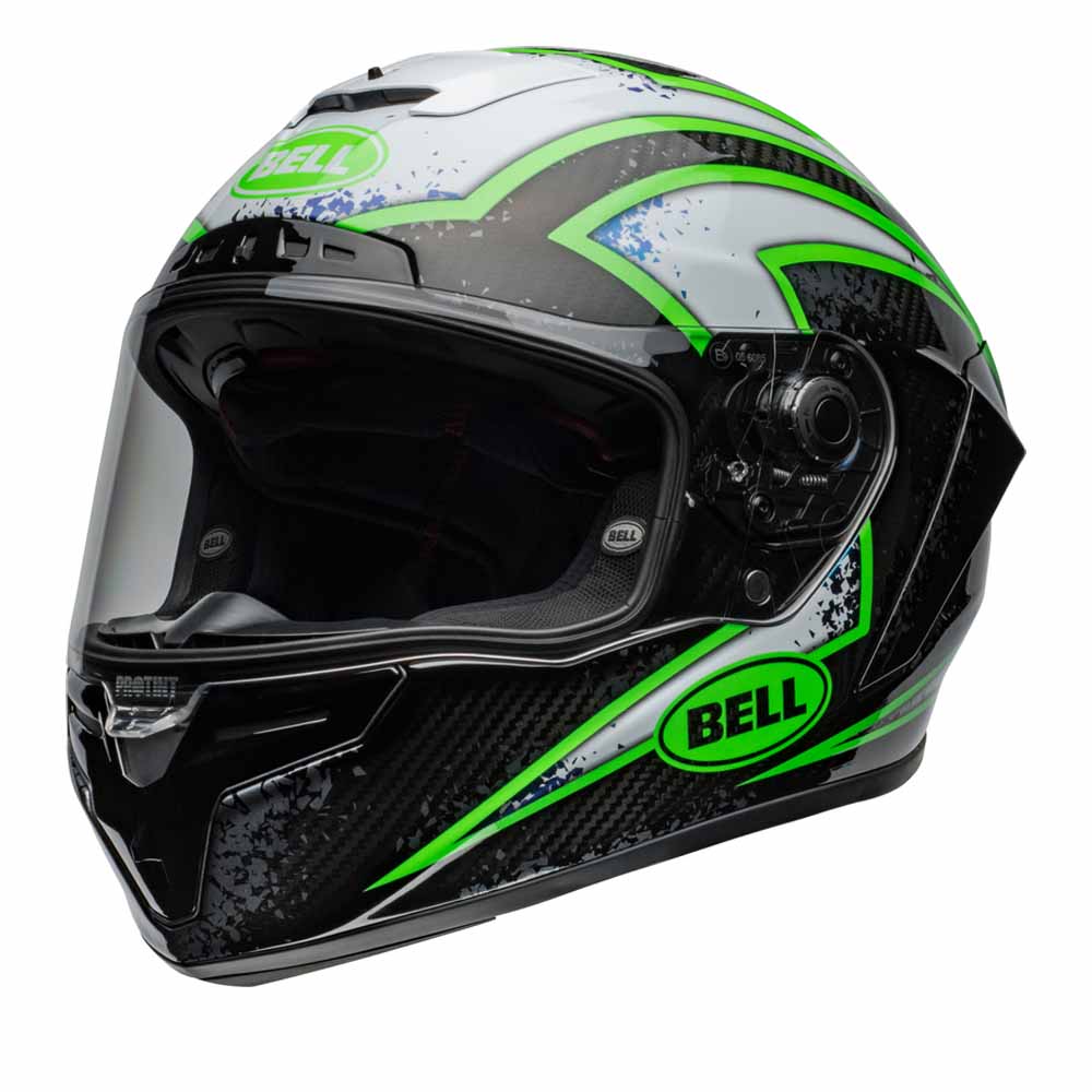 Image of Bell Race Star DLX Flex Xenon Gloss Black Kryptonite Full Face Helmet Größe XL