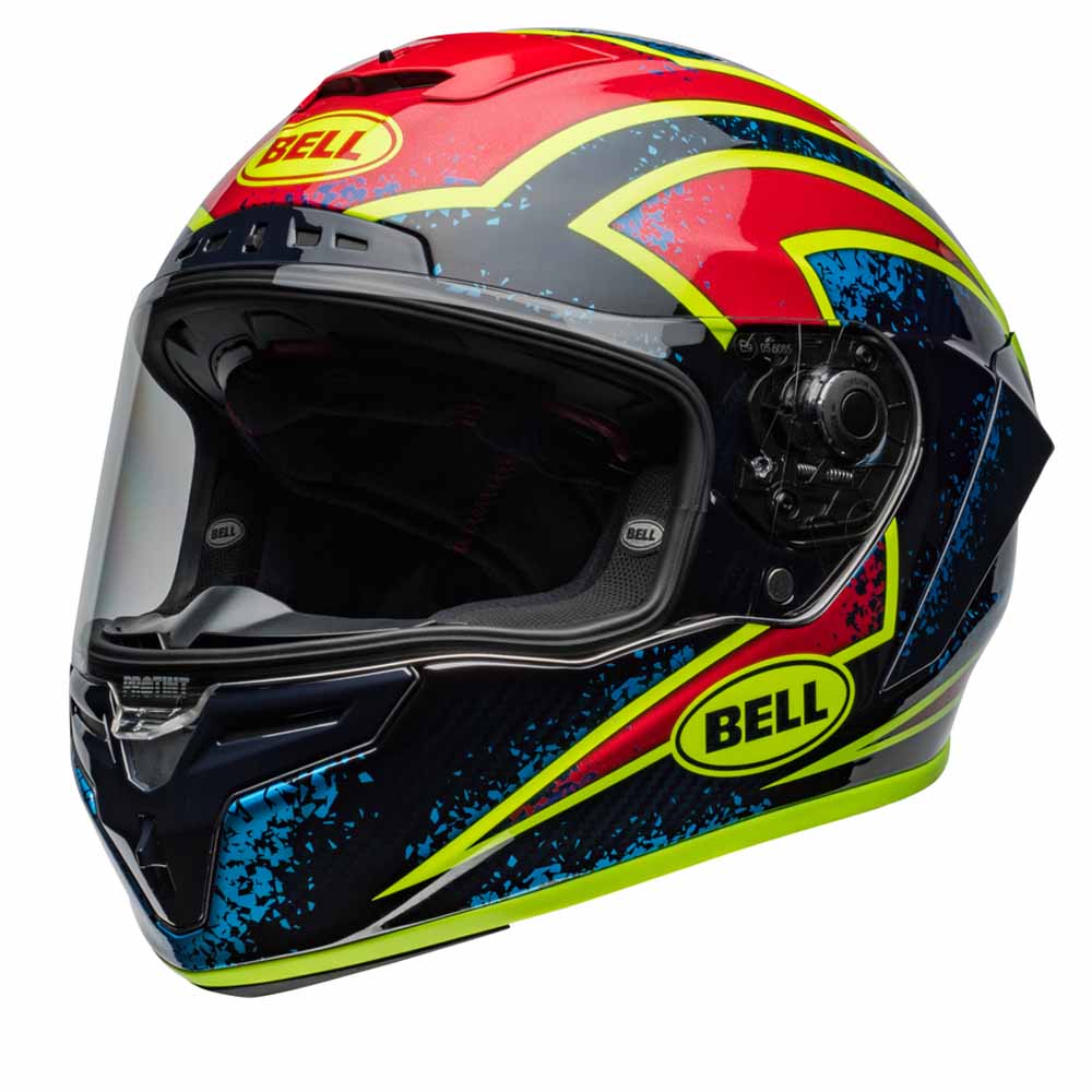 Image of Bell Race Star DLX Flex Xenon Gloss Blue Retina Full Face Helmet Size XL EN