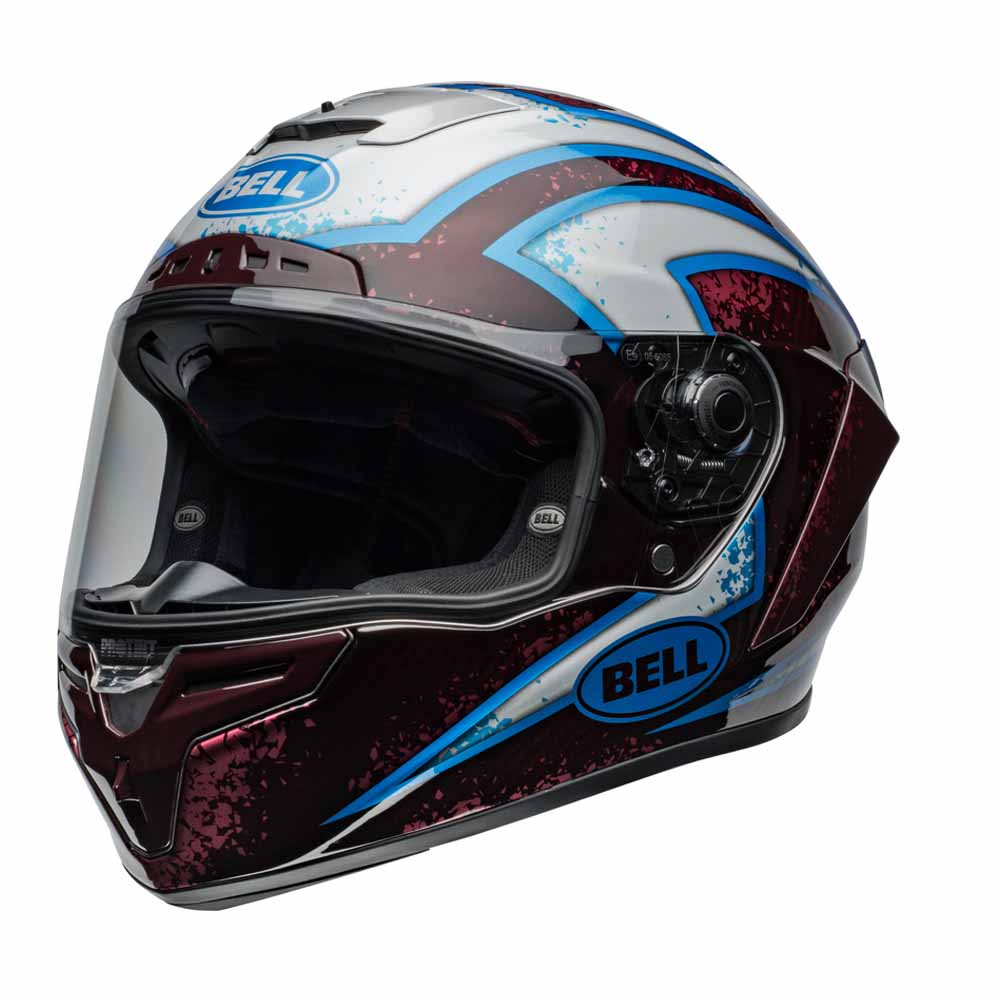 Image of Bell Race Star DLX Flex Xenon Gloss Red Silver Full Face Helmet Talla L
