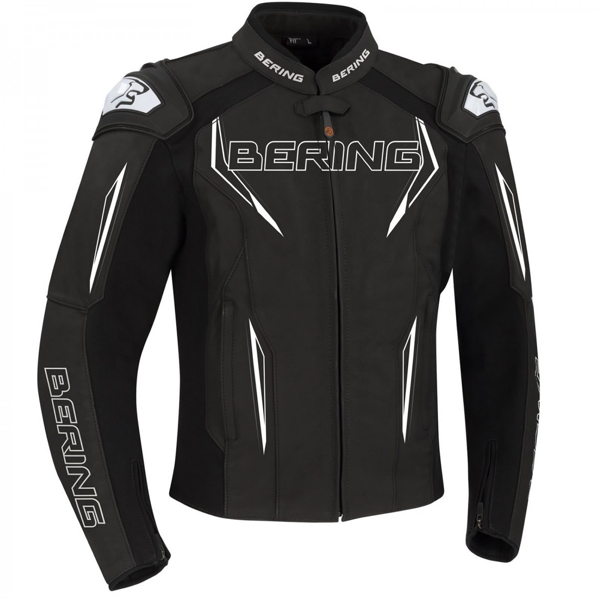 Image of Bering Sprint-R Leather Jacket Black White Gray Size S EN