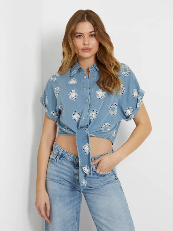 Image of Bestickte Jeansbluse 85546