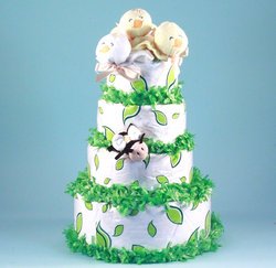 Image of Birds & Bees Diaper Cake Baby Gift