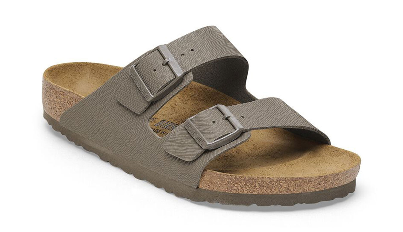 Image of Birkenstock Arizona BF Saffiano Concrete Gray Narrow Fit FR