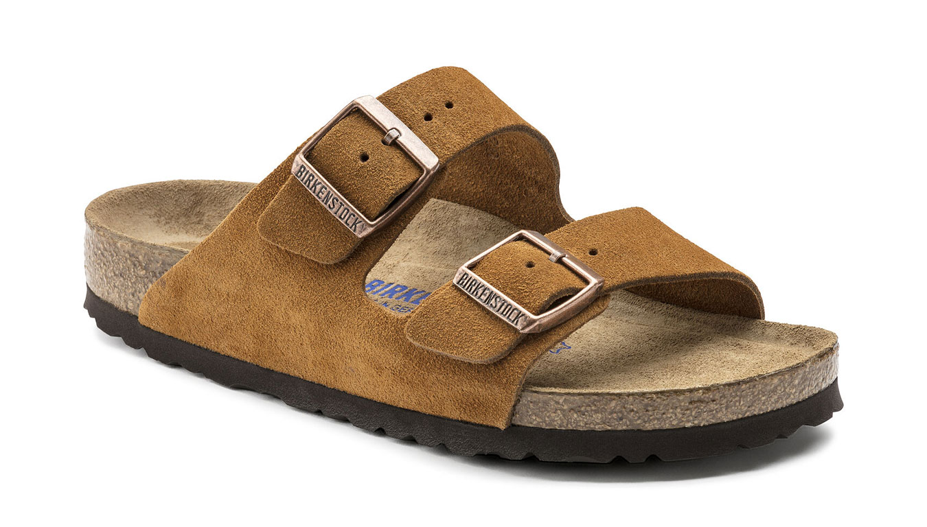 Image of Birkenstock Arizona Soft Footbed Suede Leather Mink Narrow Fit RO