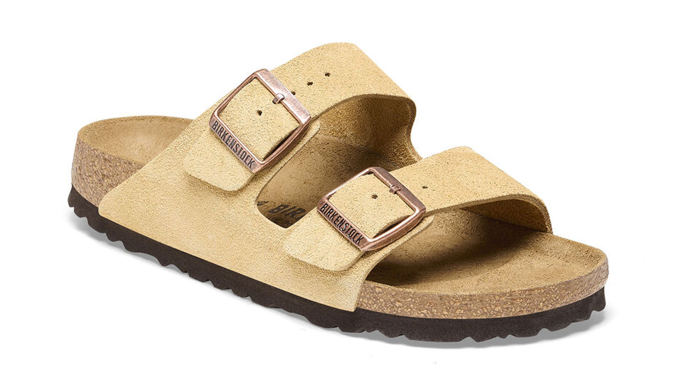 Image of Birkenstock Arizona Suede Leather Latte Cream Narrow Fit ESP