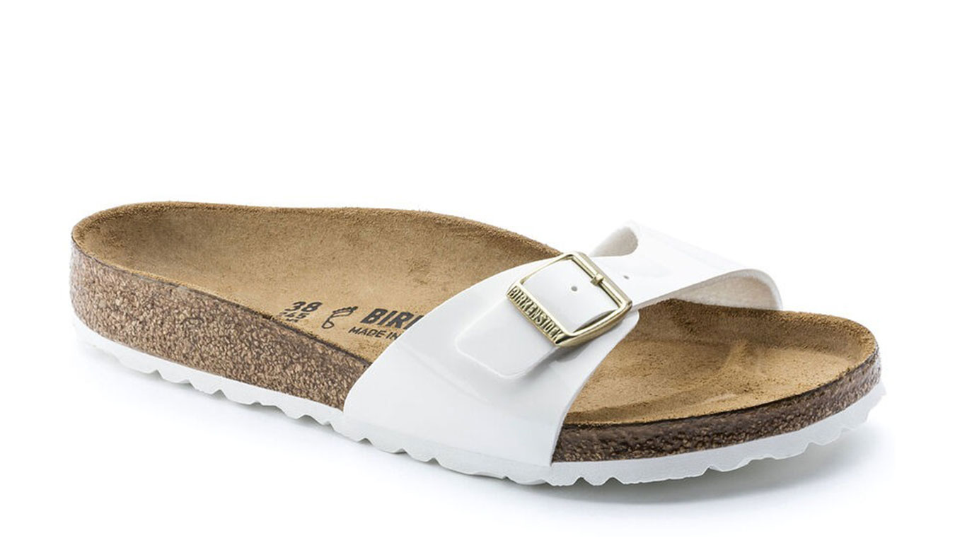 Image of Birkenstock Madrid BS Patent White Narrow Fit CZ