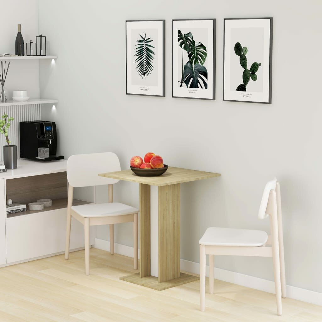 Image of Bistro Table White and Sonoma Oak 236"x236"x295" Chipboard