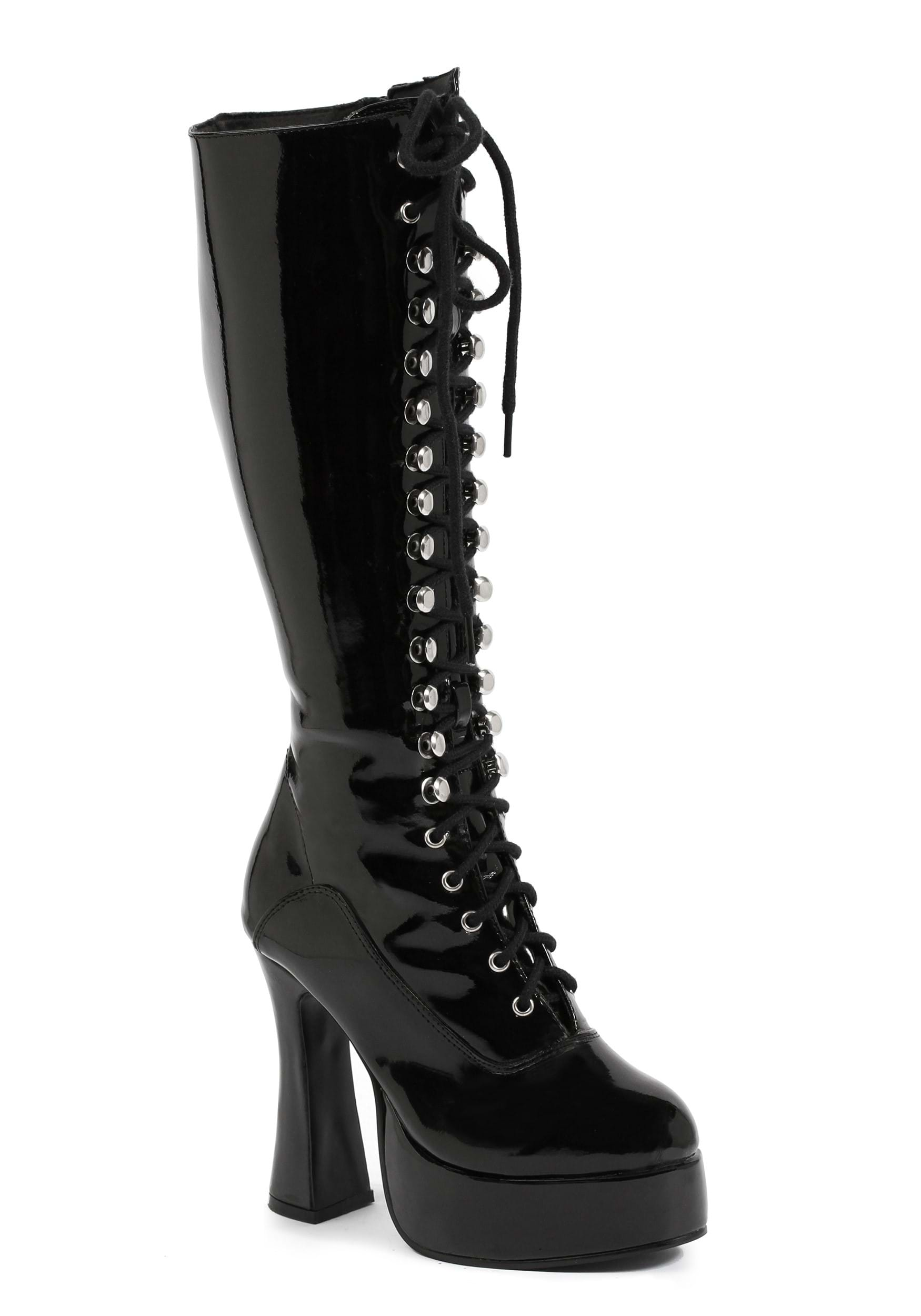 Image of Black Lace Knee High Women's Boots ID EEEASY-9