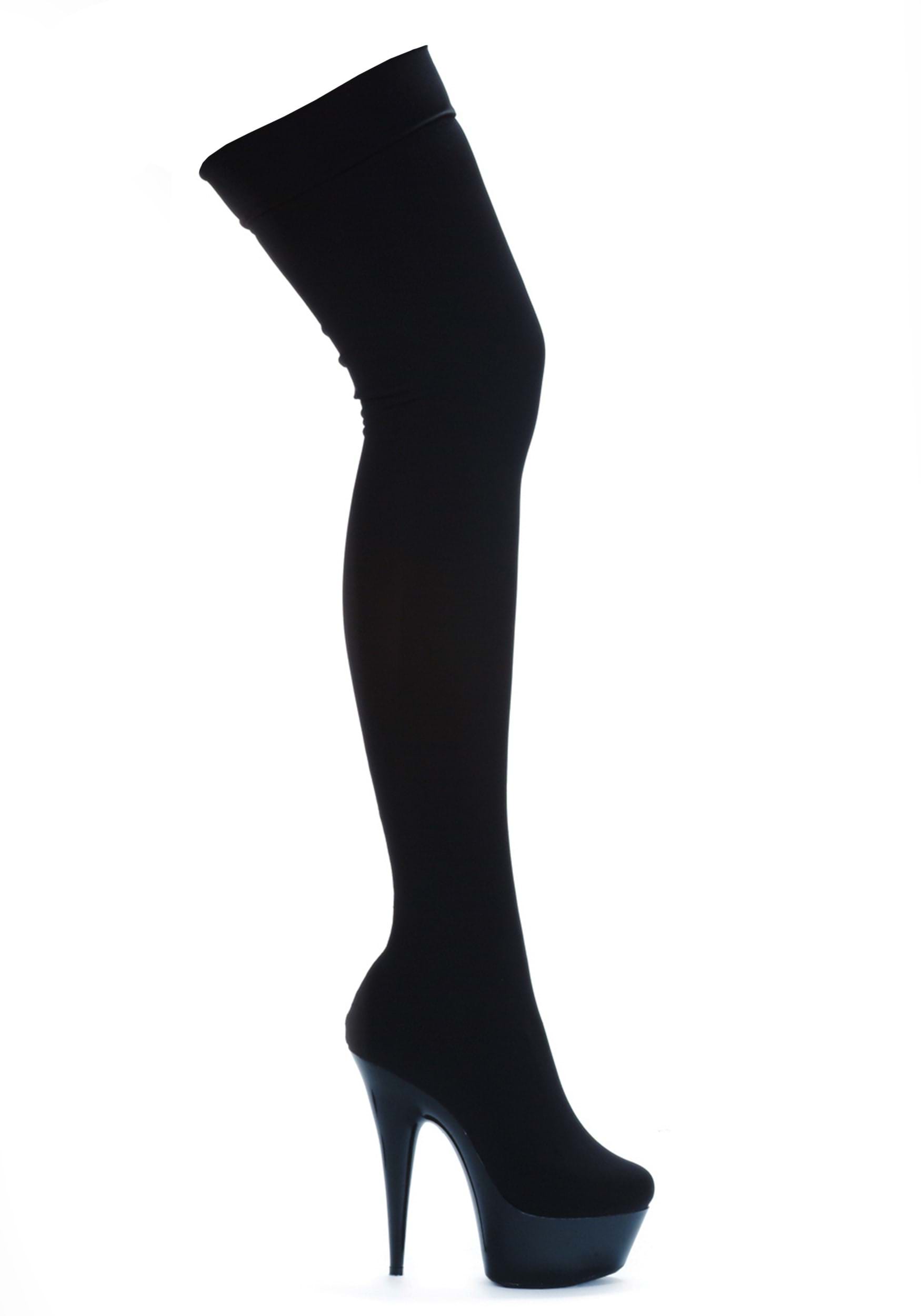Image of Black Stretch Lycra Women's Thigh High Boots ID EE609SKIBK-10