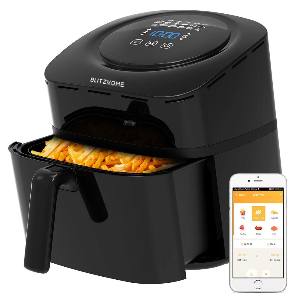 Image of BlitzHome®BH-AF1 Smart Air Fryer with APP Control 6L Large Capacity Air Fryer Recipes Temperature Control Removable