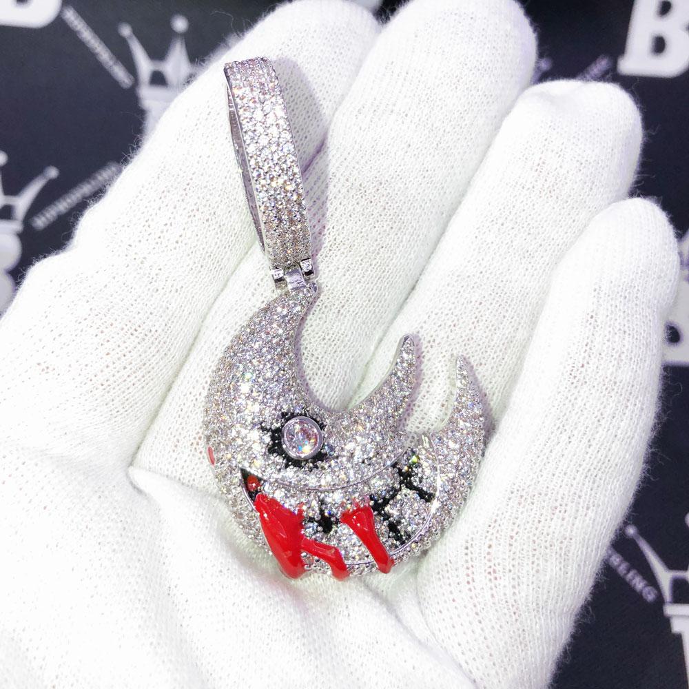 Image of Blood Moon Medium Iced Out Hip Hop Pendant ID 40062823137473