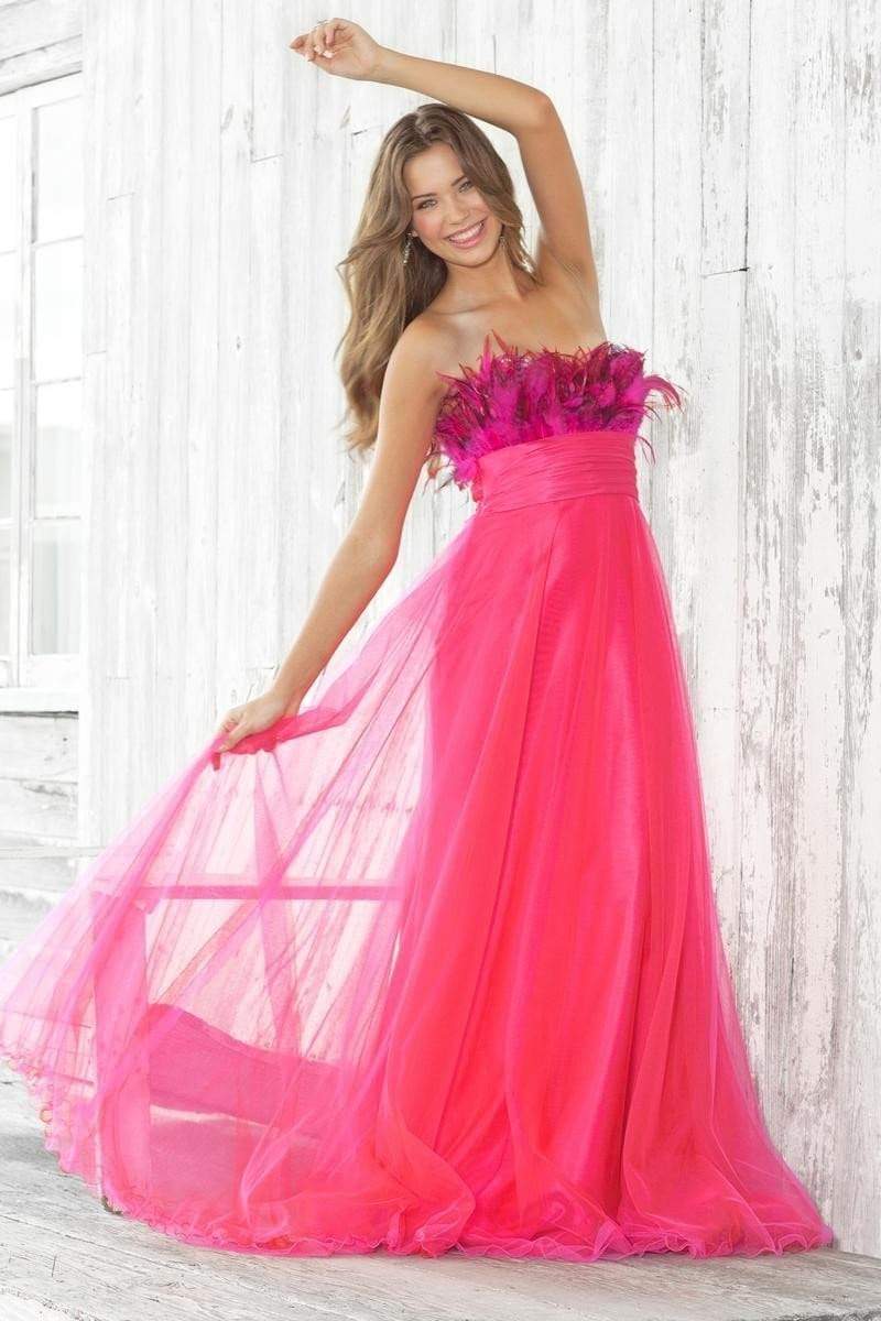 Image of Blush - 5105 Feathered Sweetheart Chiffon A-Line Gown
