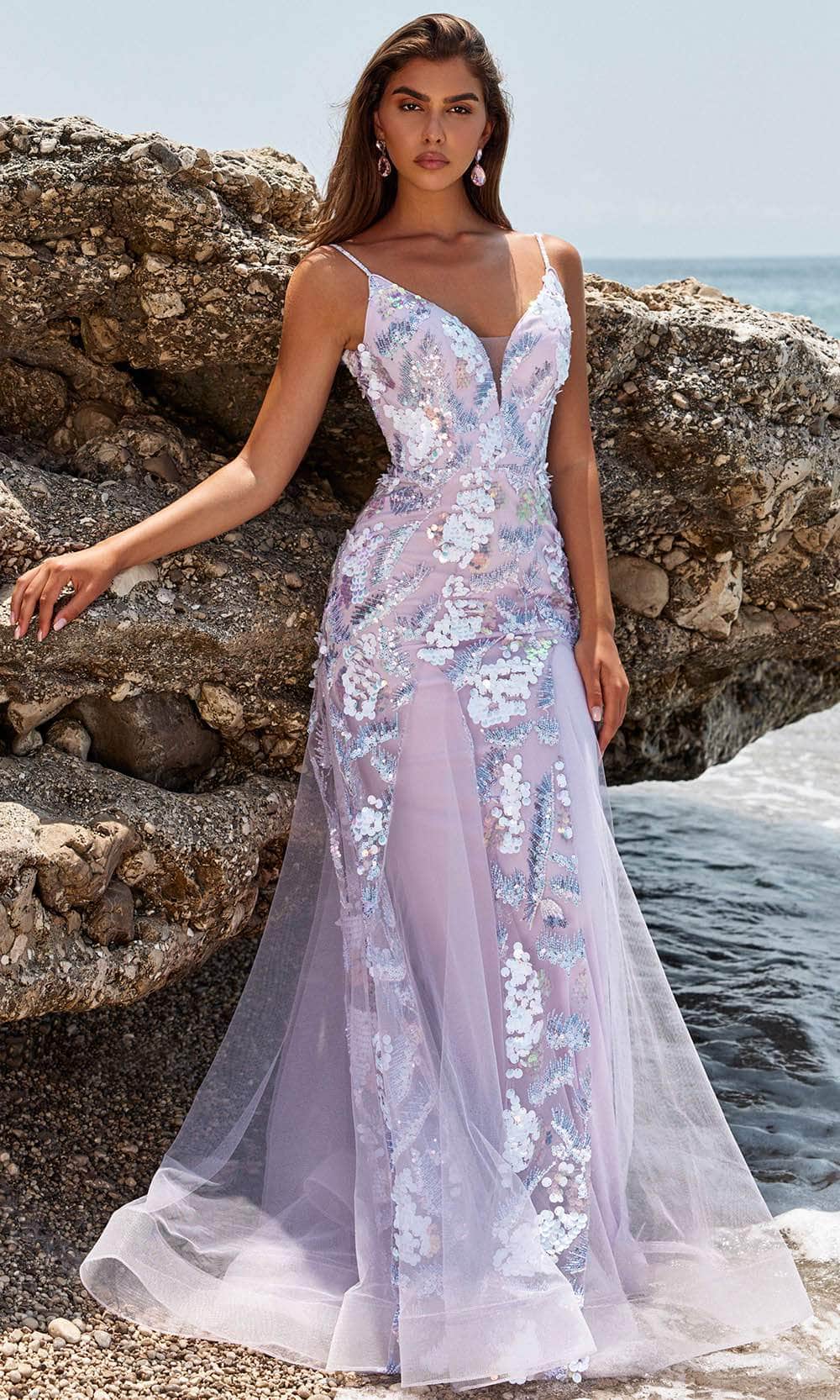 Image of Blush by Alexia Designs 12113 - Plunging V-Neck Godets Prom Gown