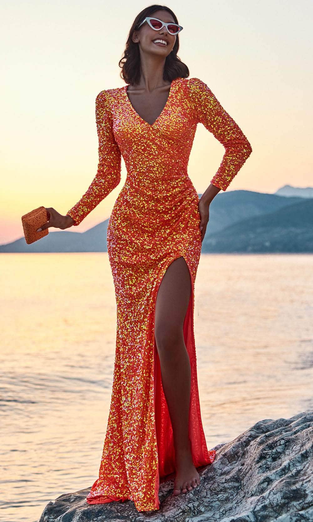 Image of Blush by Alexia Designs 91021 - Sequin Long Sleeve Prom Gown