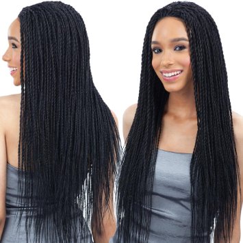 Image of Bob marley 22inch Lace Front Curly Synthetic box braids Wigs 300g crochet braids black synthetic wigs for black women braided lace wig