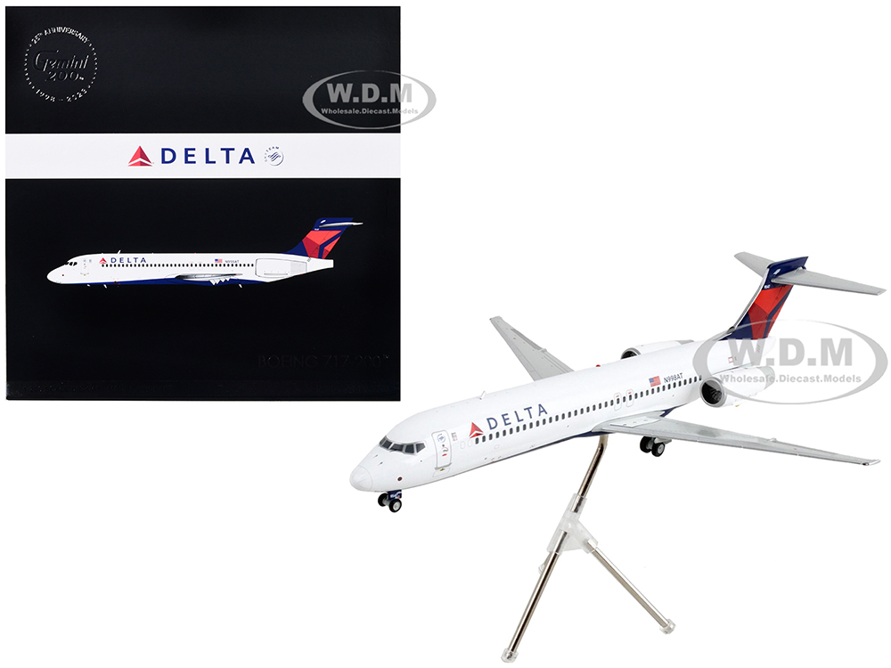 Image of Boeing 717-200 Commercial Aircraft "Delta Air Lines" White with Blue Tail "Gemini 200" Series 1/200 Diecast Model Airplane by GeminiJets