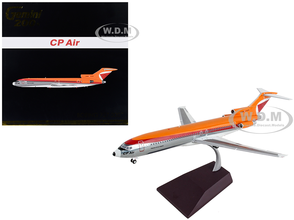 Image of Boeing 727-200 Commercial Aircraft "CP Air" Orange and Silver with Red Stripes "Gemini 200" Series 1/200 Diecast Model Airplane by GeminiJets