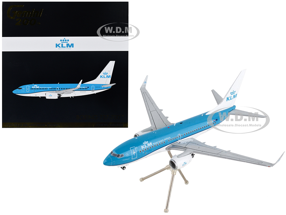 Image of Boeing 737-700 Commercial Aircraft "KLM Royal Dutch Airlines" Blue with White Tail "Gemini 200" Series 1/200 Diecast Model Airplane by GeminiJets