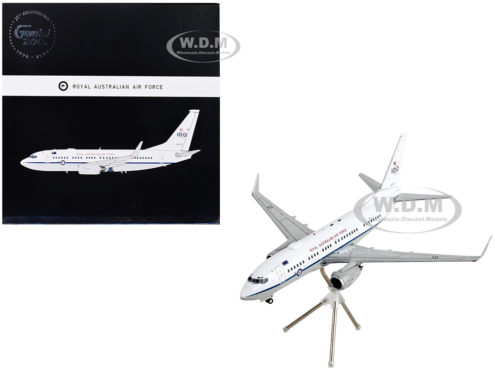 Image of Boeing 737-700 Transport Aircraft "Royal Australian Air Force 100th Anniversary - A36-001" White and Gray "Gemini 200" Series 1/200 Diecast Model Air